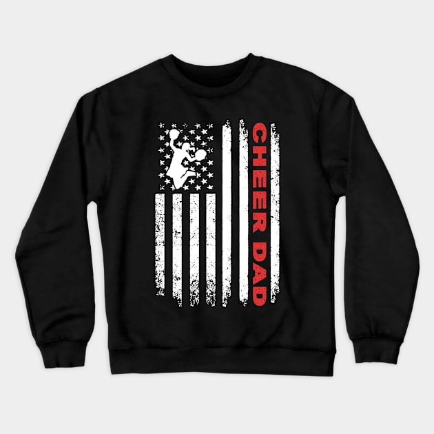 4th of July Vintage American Flag Cheer Dad Father's Cheer Crewneck Sweatshirt by mansoury